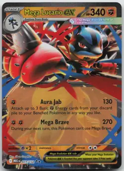 Mega Lucario ex 077/132 Double Rare Mega Evolution Pokemon NM/M - Image 1