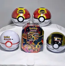 Pokemon TCG: Mega Charizard Y Tin + 4 Pokeball E25 Tins Brand New and Sealed - Image 1