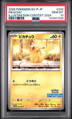 2025 POKEMON JAPANESE SV-P PROMO ILLUSTRATION CONTEST 2024 #242 PIKACHU PSA 10 - Image 1