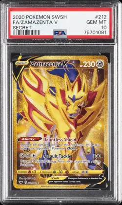 2020 POKEMON SWORD & SHIELD SECRET #212 FULL ART/ZAMAZENTA V PSA 10 - Image 1