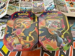 2x Pokemon Mega Glurak X+Y Mega Evolution Tin Box Sets Factory Sealed DE - Image 1