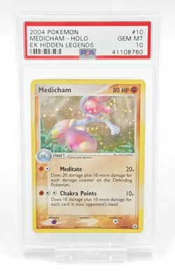 2004 POKEMON EX HIDDEN LEGENDS #10 MEDICHAM-HOLO PSA 10 - Image 1