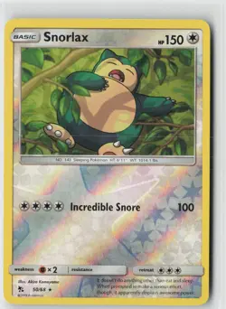 SNORLAX 50/68 RARE HIDDEN FATES POKEMON REVERSE HOLO NEAR MINT - Image 1