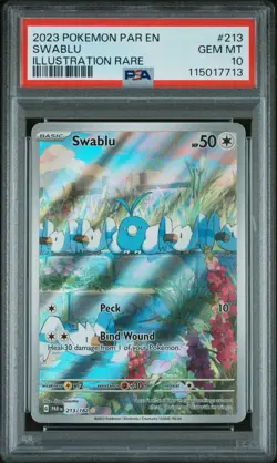 2023 POKEMON PAR EN-PARADOX RIFT ILLUSTRATION RARE #213 SWABLU PSA 10 - Image 1