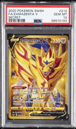 2020 POKEMON SWORD & SHIELD SECRET #212 FULL ART/ZAMAZENTA V PSA 10 - Image 1