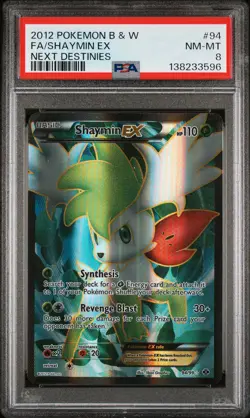 2012 POKEMON BLACK & WHITE NEXT DESTINIES #94 FULL ART/SHAYMIN EX PSA 8 - Image 1