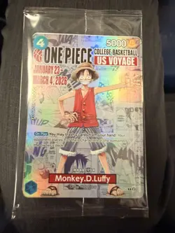 Monkey.D.Luffy College Basketball US Voyage P-055 One Piece Promo Card & Poster - Image 1