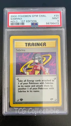 PSA 9 MINT Sabrina HOLO 20 1ST Edition 2000 Gym Challenge Wotc Pokemon Card - Image 1