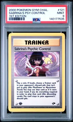 NM 1st Edition Sabrina’s Psychic Control 121/132 Gym Challenge Pokemon Card - Image 1