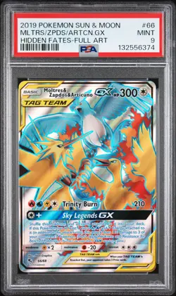 Moltres & Zapdos & Articuno Gx 66/68 Hidden Fates Pokemon PSA 9 - Image 1