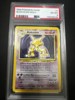 1999 POKEMON BASE SET UNLIMITED #1 ALAKAZAM-HOLO PSA 6 - Image 1