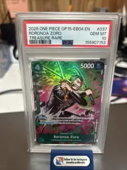 2026 ONE PIECE ADVENTURE ON KAMI'S ISLAND TREASURE RARE RORONOA ZORO PSA 10 - Image 1