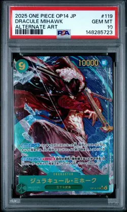 Dracule Mihawk 119 Alternate Art One Piece Japanese PSA 10 - Image 1