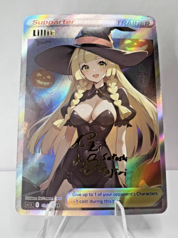 Lillie Full Art Custom Made Pokemon Halloween Waifu ACG Trainer Art Card - Image 1