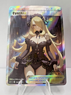 Cynthia Full Art Custom Made Pokemon Halloween Waifu ACG Trainer Art Card - Image 1
