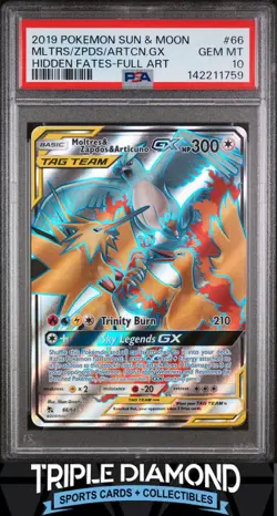 2019 Pokemon S&M Hidden Fates Moltres & Zapdos & Articuno GX FA PSA 10 FDP157 - Image 1