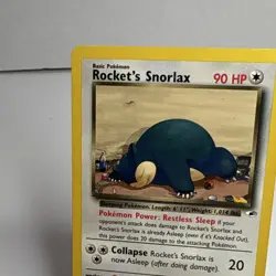 Pokemon TCG Rocket's Snorlax 33/132 Gym Heroes Rare Unlimited fine crease - Image 2