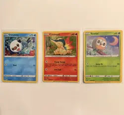 Oshawott Rowlet Cyndaquil SWSH220 SWSH221 SWSH222 Pokemon Black Star Promo Set - Image 1
