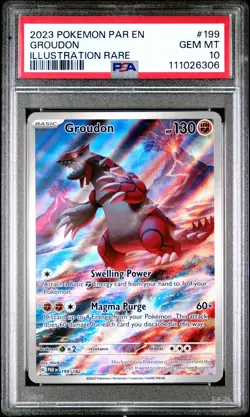 2023 POKEMON PAR EN-PARADOX RIFT ILLUSTRATION RARE #199 GROUDON PSA 10 - Image 1