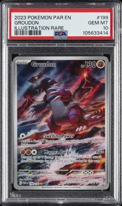 2023 POKEMON PAR EN-PARADOX RIFT ILLUSTRATION RARE #199 GROUDON PSA 10 - Image 1