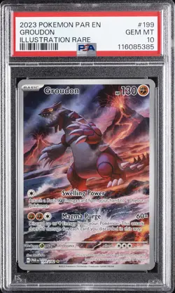 2023 POKEMON PAR EN-PARADOX RIFT ILLUSTRATION RARE #199 GROUDON PSA 10 - Image 1