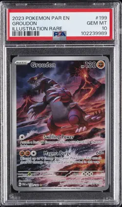2023 POKEMON PAR EN-PARADOX RIFT ILLUSTRATION RARE #199 GROUDON PSA 10 - Image 1