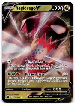 Regidrago V 135/195 Holo V Rare Silver Tempest Pokemon Holo Near Mint - Image 1