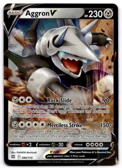 Aggron V 096/172 Holo V Rare Brilliant Stars Pokemon Holo Near Mint - Image 1