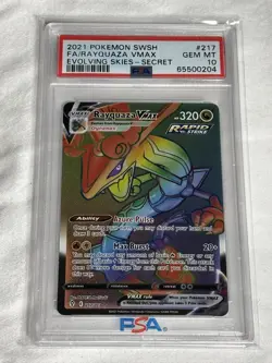 2021 Pokemon SWSH Evolving Skies Rayquaza VMAX #217/203 PSA 10 GEM MINT - Image 1