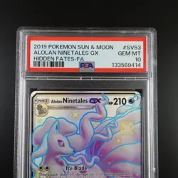 PSA 10 Alolan ninetales GX SV53/SV94 Pokemon Hidden Fates Holo Graded Card - Image 2