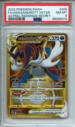 Pokemon Sword & Shield Astral Radiance Full Art Hisuian Samurott #209/189 PSA 8 - Image 1