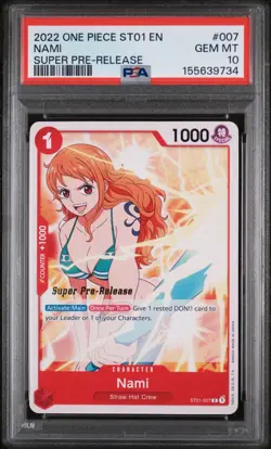 2022 ONE PIECE SUPER PRE RELEASE ST01-007 NAMI PSA 10 GEM MINT - Image 1