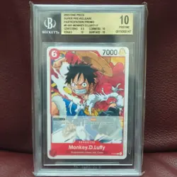 Bandai One Piece Monkey D. Luffy P-001 Super Pre-Release Foil Promo BGS 10 - Image 1