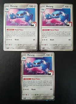 METANG 114/162 (x3), HOLO, STAMPED, PRIZE PACK 6, POKEMON CARDS (NM) - Image 1