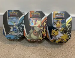 Pokemon TCG Eeveelution Tin Set Of 3 Flareon Jolteon Vaporeon Sealed NEW - Image 1