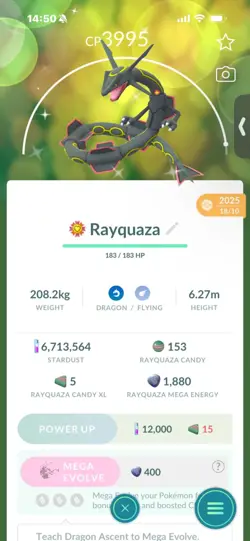 Pokemon Go Shiny Legendary Rayquaza ( High CP ) - Image 1