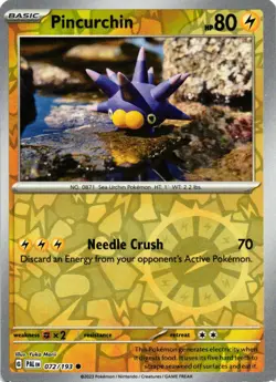 Pokemon TCG - Pincurchin 072/193 Reverse Holo Paldea Evolved - NM - Image 1