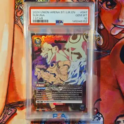 Jujutsu Kaisen Sukuna Foil 1 STAR PSA 10 Union Arena BT/JJK EN #047 2024 - Image 1