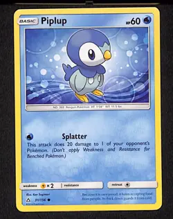 Piplup 31/156 Common Ultra Prism Pokemon Card 2018 - Image 1