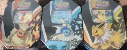 Pokemon Eeveelution Tin Set Of 3 Flareon Jolteon Vaporeon - Image 1
