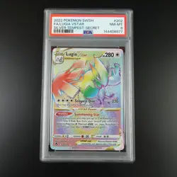 PSA 8 Lugia Vstar 202/195 Pokemon Silver Tempest Rainbow Graded Card - Image 1