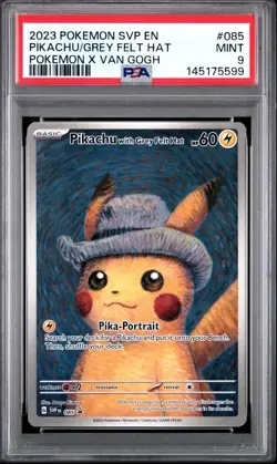 Pokemon Pikachu TCG Grey Felt Hat Van Gogh SVP085 Promo PSA 9 Mint - Image 1