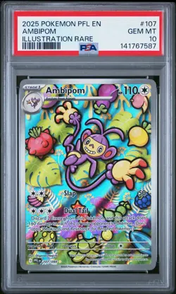 2025 Pokemon Ambipom PSA Gem Mint 10 Illustration Rare #107 PFL - Image 1