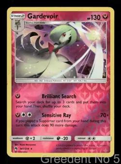 Gardevoir 141/214 Holo Rare Lost Thunder Pokemon Reverse Holo Lightly Played - Image 1