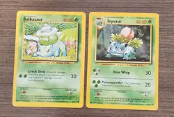 Lot Of 2 Pokemon Base Bulbasaur And Ivysaur 1999 Wizards Pocket Monster - Image 1