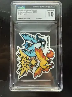 Pokemon CGC 10 GEM MINT Articuno/Zapdos/Moltres B Side Label 2023 Stickers JPN - Image 1