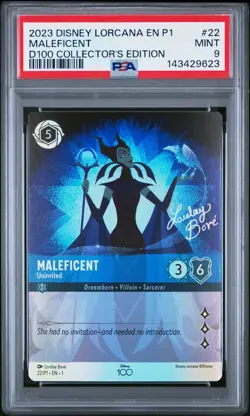 2023 DISNEY LORCANA EN P1-PROMO #22 MALEFICENT - UNINVITED PSA 9 - Image 1