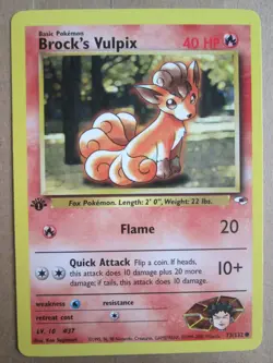 Brock's Vulpix - 73/132 - 1st Edition WOTC TCG—Gym Heroes Pokemon Card - Image 1