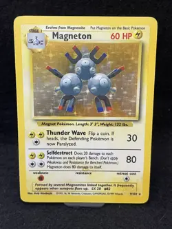Magneton 9/102 Base Set Holo WOTC MP Rare Pokemon Card TCG - Image 1