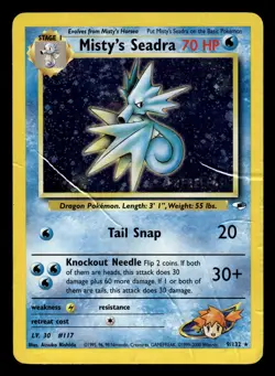Misty's Seadra 9/132 PRERELEASE Holo Rare Gym Heroes Set Pokemon Card - 2 - Image 1